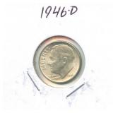 1946-D Roosevelt Silver Dime - First Year of