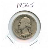 1936-S Washington Silver Quarter