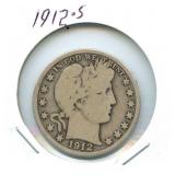 1912-S Barber Silver Half Dollar