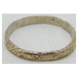 Vintage Sterling Silver Etched Band Ring - Size 8