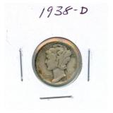 1938-D Mercury Silver Dime