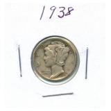 1938 Mercury Silver Dime