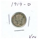 1919-D Mercury Silver Dime