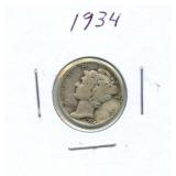 1934 Mercury Silver Dime