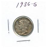 1936-S Mercury Silver Dime