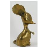 Vintage Solid Brass Big Eared Mouse Figurine