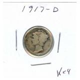 1917-D Mercury Silver Dime