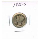 1916-S Mercury Silver Dime