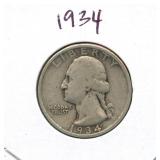 1934 Washington Silver Quarter