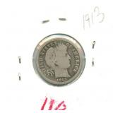 1913 Barber Silver Dime