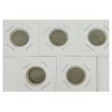 (5) Liberty "V" Nickels