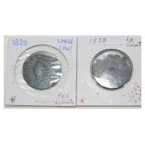 Pair of U.S. Large Cents - 1820 (Full Liberty) &