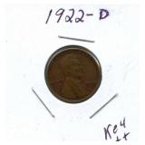 1922-D Lincoln Wheat Cent - Key Date