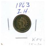 1863 Copper Nickel Indian Head Penny