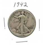 1942 Walking Liberty Silver Half Dollar