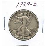 1939-D Walking Liberty Silver Half Dollar