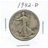 1942-D Walking Liberty Silver Half Dollar