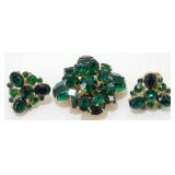 Vintage Emerald Rhinestone Brooch & Clip-On