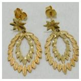 14k Gold Marked Fancy Earrings - 2.32 Grams