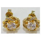 Gold Over Sterling Silver CZ Earrings - ï¿½ï¿½
