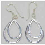 Sterling Silver Oval Dangle Earrings - 1.5ï¿½