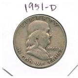 1951-D Franklin Silver Half Dollar