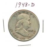 1948-D Franklin Silver Half Dollar