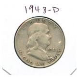 1948-D Franklin Silver Half Dollar