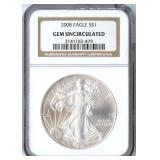 2008 $1 Silver Eagle ASE Coin NGC GEM