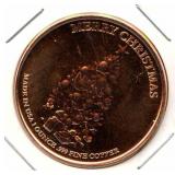Merry Christmas 1 oz .999 Pure Copper Round