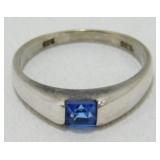 Vintage Sterling Silver Blue Sapphire Ring - Size