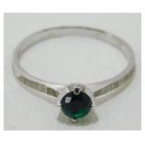 Vintage Sterling Silver Emerald Green Solitaire