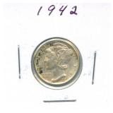 1942 Mercury Silver Dime