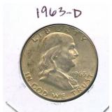1963-D Franklin Silver Half Dollar