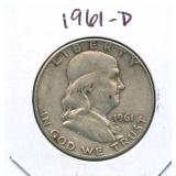 1961-D Franklin Silver Half Dollar