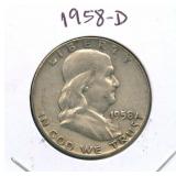 1958-D Franklin Silver Half Dollar