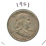 1951 Franklin Silver Half Dollar