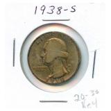 1938-S Washington Silver Quarter