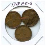 1918-P, D & S Lincoln Wheat Cents