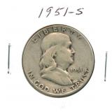 1951-S Franklin Silver Half Dollar