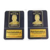 2 Elon Musk Collectable Patriot Addict 45/47 Bars