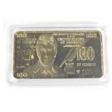 24k Gold-Plated $100 Trump Bar