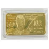 24k Gold-Plated $100 Trump Bar
