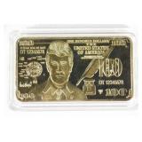 24k Gold-Plated $100 Trump Bar
