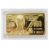 24k Gold-Plated $100 Trump Bar