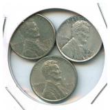 Group of 3 Uncirculated WWII Lincoln Steel Wheat