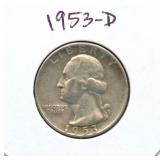 1953-D Washington Silver Quarter