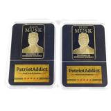 2 Elon Musk Collectable Patriot Addict 45/47 Bars