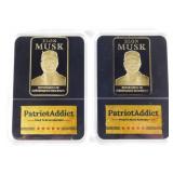 2 Elon Musk Collectable Patriot Addict 45/47 Bars