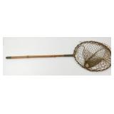 ** Antique Fish Net on Pole - Large Hand-Held